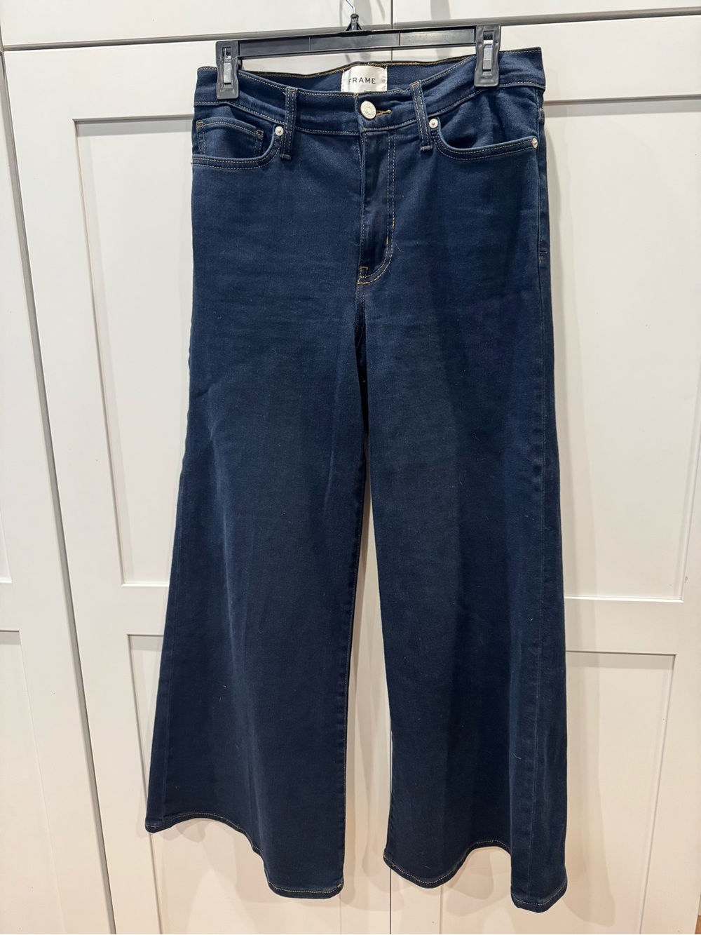 Frame Denimle slim palazzo High-Rise Wide Leg Jeans in Dark Blue